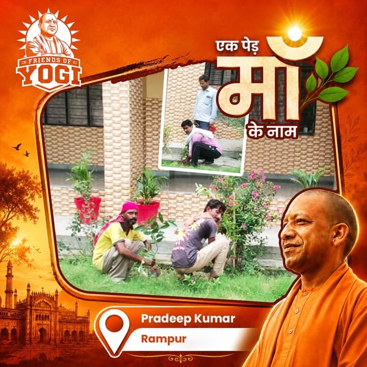 A Friends of Yogi volunteer planting a sapling for the Ek Ped Maa Ke Naam drive