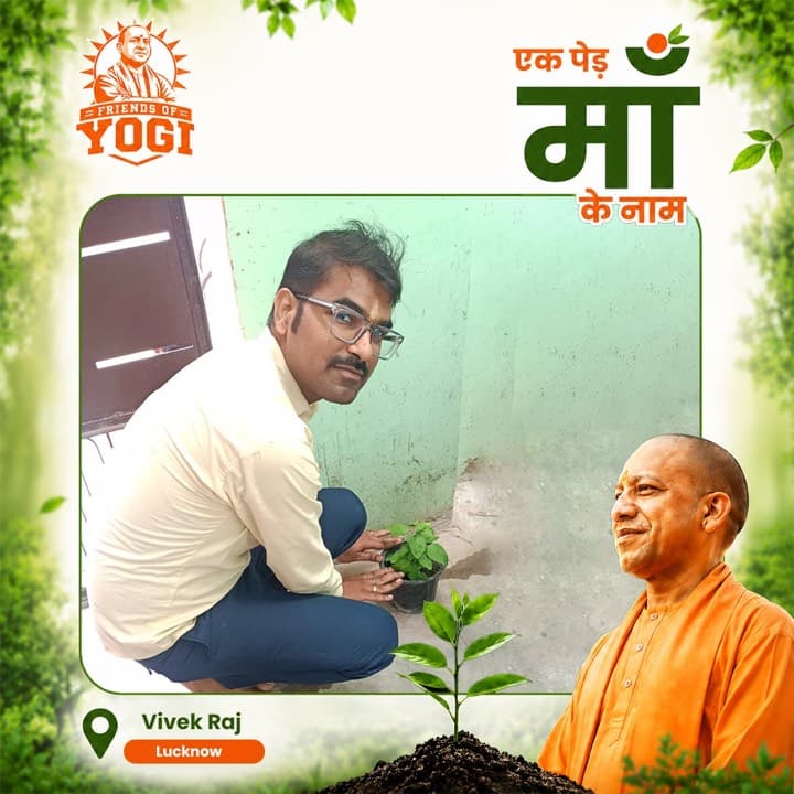A Friends of Yogi volunteer planting a sapling for the Ek Ped Maa Ke Naam drive