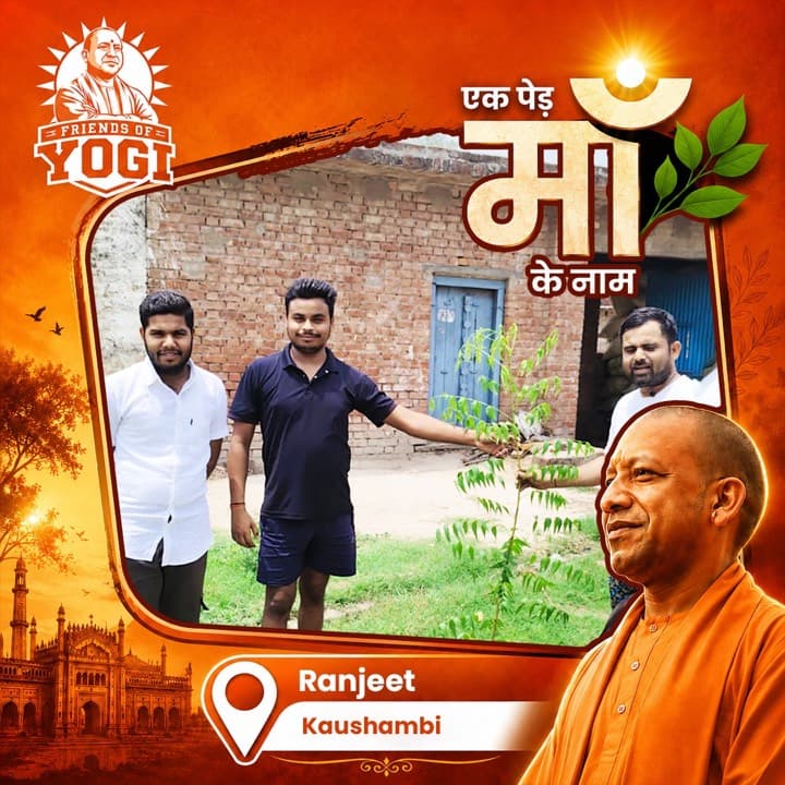 A Friends of Yogi volunteer planting a sapling for the Ek Ped Maa Ke Naam drive