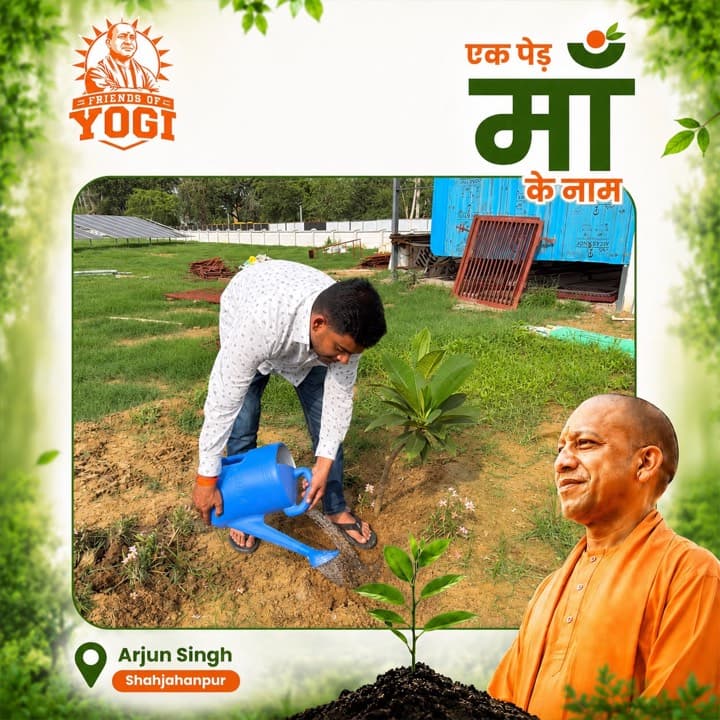 A Friends of Yogi volunteer planting a sapling for the Ek Ped Maa Ke Naam drive