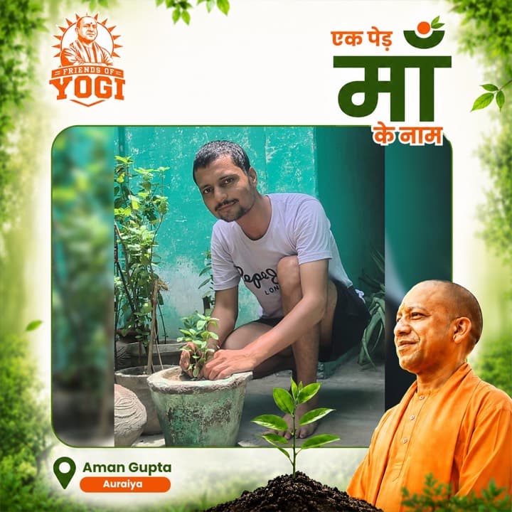 A Friends of Yogi volunteer planting a sapling for the Ek Ped Maa Ke Naam drive